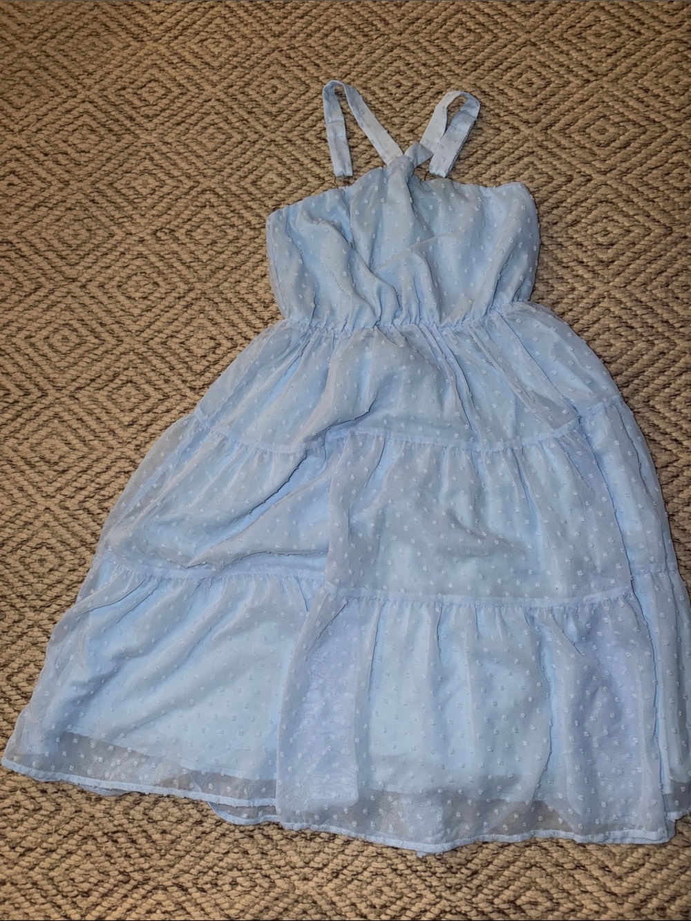 Grace Karin Light Blue Dot Tiered Sundress for Girls